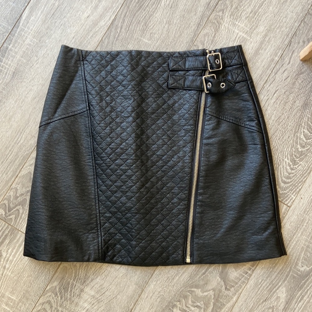 Faux Black Leather Skirt